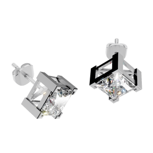 Boucles d'oreilles clous en moissanite VVS très vendues, or massif 14 carats avec coupe princesse, parfaites pour les mariages, les anniversaires, les fêtes, cadeau idéal pour les femmes - Product Image 4