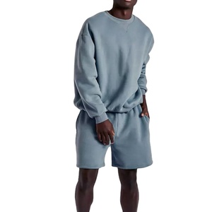 Conjunto de sudadera de cuello redondo de algodón con logotipo personalizado Conjunto de sudadera y pantalones cortos de cuello redondo para hombre 2026 - Product Image 5