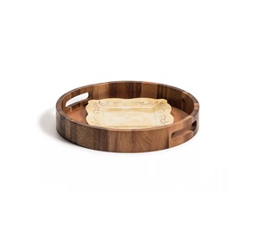 Bandeja redonda de madera para servir, Juego de 3 platos a precio mayorista de ZAM IMPEX - Product Image 2