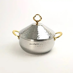 Casserole en acier fini argent et or de haute qualité avec couvercle et chauffe-plats en métal et serveur Hotpots modernes de vente chaude 2024 - Product Image 6