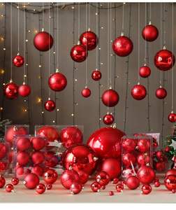 Boules de Noël en plastique et ornements de vacances faits à la main / Décoration murale extérieure / Impression 6 couleurs tendance Prêt à l'exportation - Product Image 5