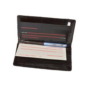 Custom Logo Genuine Leather Checkbook Cover and Travel Wallet with <b>Pen</b> Loop New Product Category - Product Image 1