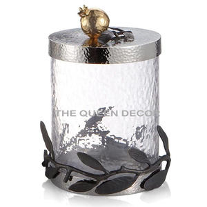 Fabrication de boîtes de conserve de qualité exclusive ensemble de boîte de rangement de cuisine en cuivre avec bouchon en bois diamant martelé Design bocaux à collectionner - Product Image 3