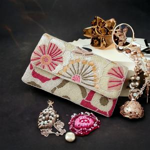 Handmade Bohemian Style Ethnic Evening <b>Sling</b> Bag for Girls Red Rose Beaded Floral Embroidered for Pink Base Autumn Perfect - Product Image 5