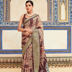 Nueva última seda Gajji con estampado de telar a mano Fancy Jari Chex Pallu Heavy Saree con piezas de blusa de lujo - Product Image 1