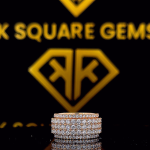 ICED OUT moissanite bague en diamant coupe ronde bague en diamant 925 en argent Sterling hommes glacé bague d'éternité bijoux bling pour cadeaux - Product Image 3