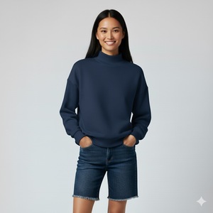 Sudadera de cuello simulado con letras griegas de talla grande para mujer de alta calidad con logotipo personalizado frontal de invierno - Product Image 3