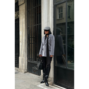 Chaqueta Blazer Gris de un Solo Botón para Mujer, Marca FOX FABRIC - Product Image 2