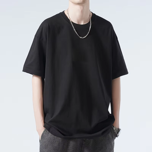 2025 verano hombres Retro 100% algodón camiseta estilo americano suelto Simple Casual cuello de fondo Digital 3D en blanco Jersey - Product Image 4