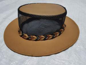 Sombrero de Vaquero de Cuero y Malla Transpirable, Hecho a Mano y Personalizado, Estilo Western para Verano, Sombrero de Rancho con Ala Ancha, Estilo Outback, Unisex - Product Image 2