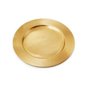 Assiettes de service en métal martelé doré de luxe, 13 pouces, assiettes décoratives pour le service du dîner, pour la décoration de table de mariage et d'événements, sous-assiette - Product Image 1