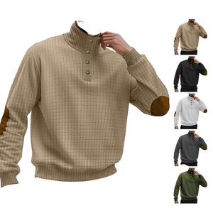 Top Men's Solid Winter Fleece <b>Button</b> up Collar Small Square Sweatshirt Light Mature Leisure Sports Hoodie Long Sleeve Pullover - Product Image 1