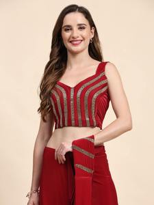 ชุดเดรสส่าหรีสวยน่าดึงดูดคอลเลคชั่นล่าสุดเสื้อเบลาส์นำเข้าพร้อมงานเย็บปักถักร้อยส่งออกทั่วโลก - Product Image 6