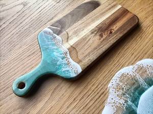 Tabla de cortar de resina y madera de acacia de la mejor calidad con mango fácil para cortar verduras y carne de Artisan Craft - Product Image 3