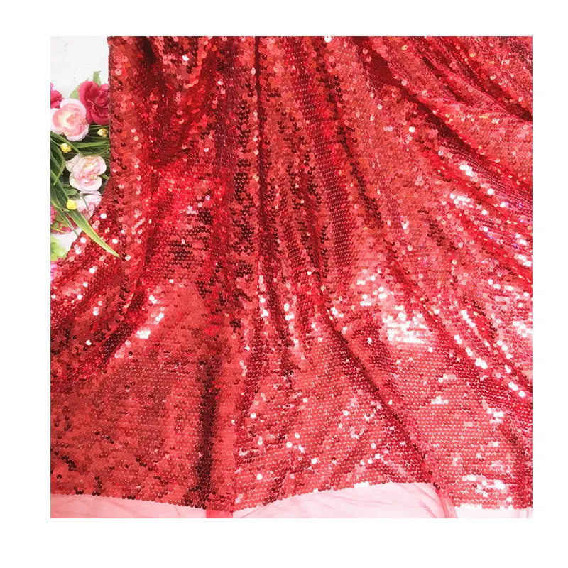 Putri Duyung bordir berkilau dicetak 5mm payet renda Mesh Net untuk gaun pesta dekorasi rumah payet kain