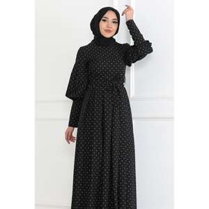 Robe kaki 6120 style décontracté à pois avec ceinture - Product Image 2