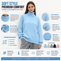 Pull en tricot à col roulé à manches longues pour femme, respirant, personnalisé FNJIA, pour l'hiver