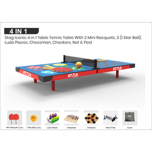 Table de ping-pong compacte et polyvalente Stag Iconic 4-en-1, surface en MDF de 25 mm, pliable pour une utilisation en intérieur, accessoires inclus - Product Image 5