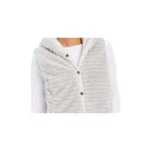 Gilet Reversibile da Donna Charter Club con Cappuccio in Pelliccia Sintetica Argento Taglia X-Large Decorato con Bottoni - Product Image 2