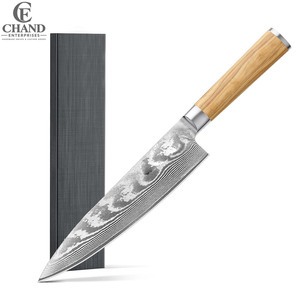 En stock, produit phare, couteaux en acier damas faits à la main, couteau de camping professionnel écologique, manche en bois, service OEM - Product Image 1