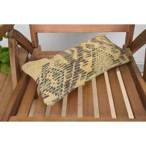 <b>Beige</b> Kantha Patchwork Wool Pillow 8x16 Inch Rustic Floral <b>Throw</b> Pillow with Vintage Embroidered Print Premium Style Portable - Product Image 5