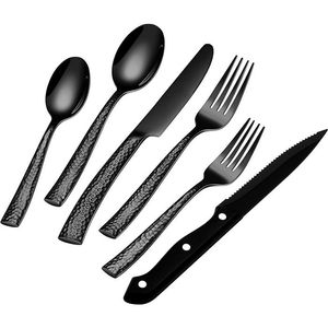 Ensemble de couverts en acier inoxydable de qualité supérieure, cuillère, fourchette, couteau polis argentés, manche unique, pour les banquets - Product Image 2