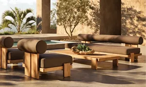 VIGO Factory Custom Outdoor Natural Teak Wood Sofa Chair Modern Luxury Patio Lounge Chair With Cushion For Hotel Resort Patio