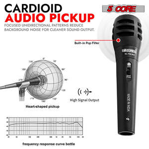 5Core XLR Microphone Dynamic <b>Mic</b> Karaoke <b>Singing</b> Studio Mics Handheld Microfono - Product Image 2
