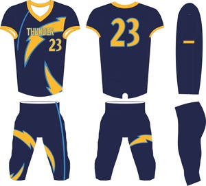 Ensemble de maillots de football américain sublimés de haute qualité, manches courtes, logo personnalisé, nom de l'équipe, 100% polyester - Product Image 2