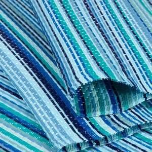 Netline Home Reversible Washable <b>Outdoor</b> <b>Rug</b>-Blue Polypropylene Travel Carpet Modern Square Pattern - Product Image 3