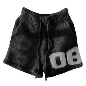 Shorts de punto a rayas de mohair para hombre al por mayor, proveedor OEM, ropa de calle de moda, tela cálida y suave, shorts de mohair con cordón para hombre OEM - Product Image 1