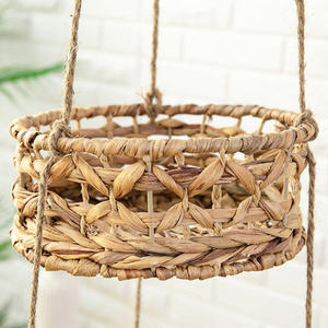 ตะกร้าผักตบชวาแขวนตกแต่งห้องครัวพร้อมเชือกดึงสำหรับใส่ผักและผลไม้ - Product Image 4