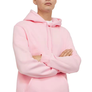 Basics 100% coton bleu clair tricoté polaire respirant à capuche hommes doux pull à capuche pull Logo personnalisé décontracté - Product Image 2