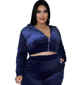 Ensemble de survêtement pour femmes en velours polyester/coton respirant coupe-vent à capuche réversible en gros personnalisé 2 pièces pour l'hiver - Product Image 5