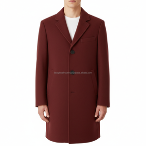Collection de manteaux en laine pour hommes sur mesure, motifs bordeaux | Fabricant OEM et sous marque privée - Product Image 3