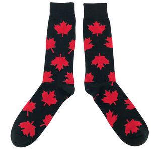 Calcetines de Algodón 100% Personalizados OEM con Diseño de Hoja de Arce, Tejido Jacquard, Impresión Digital, Transpirables, de Media Pantorrilla, Casuales, para Otoño, Niños y Adultos - Product Image 1