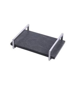 ถาดหินอ่อนสีดําคุณภาพพิเศษพร้อมที่จับโลหะถาดเสิร์ฟอาหารรอมฎันดีไซน์แฟนซีสําหรับอุปกรณ์เสริมโต๊ะในราคาที่ดี - Product Image 2