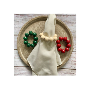 Rond de serviette en perles de bois fait à la main Jute gland porte-corde anneaux de serviette pour les dîners au meilleur prix avec poli - Product Image 5