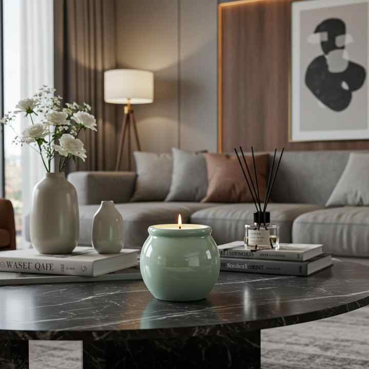 New Design Home Decorative Ceramic Pottery Asian style Scented Candles Soy Wax