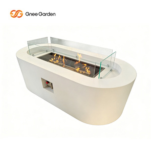 Mesa de Exterior de Lujo con Chimenea de Gas Metálica, Chimenea de Propano Ovalada - Product Image 1