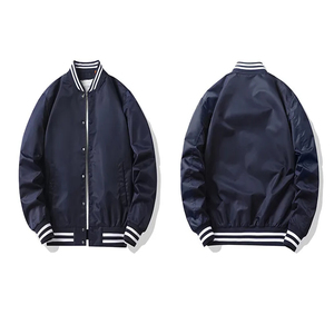 แจ็คเก็ตบอมเบอร์แบบไม่มีซับในสำหรับผู้ชาย รุ่นใหม่ล่าสุด คอตั้ง แจ็คเก็ตนักบิน สไตล์ลำลอง กันลม โลโก้ยาง แจ็คเก็ตแฟชั่นทันสมัย - Product Image 3