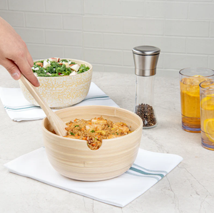 Bol de service en bambou léger avec cuillère, finition naturelle, pour riz, salades, repas, pour la maison et les restaurants, grossistes du Vietnam - Product Image 5