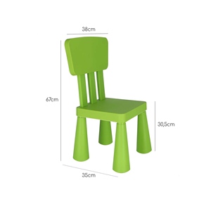Juego de mesa y silla rectangulares verdes para niños, plástico resistente y fuerte, mesa de 73x58x48 cm y silla de 38x35x67 cm, muebles para niños - Product Image 5