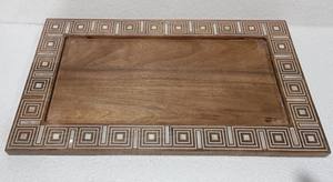 Plateaux de service carrés en bois avec poignées pour l'artisanat et le service de collations de cuisine - Product Image 4