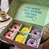 Boîte alimentaire en papier personnalisée avec logo imprimé pour donuts, gâteaux, cupcakes, pâtisseries, biscuits, hamburgers, bento, repas à emporter, emballage pour boulangerie