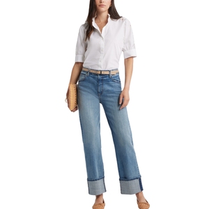 <b>Womens</b> White or <b>Black</b> Short Sleeve Blouse Casual V Neck Button Down Office <b>Top</b> - Product Image 3