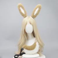 Ensemble d'oreilles et de queue de lapin en fourrure douce pour déguisement de fête, accessoire pour fête d'anniversaire et événements thématiques