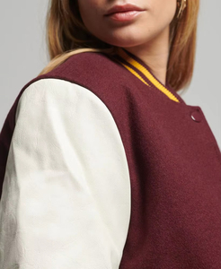 Chaqueta de béisbol para mujer, chaqueta universitaria para mujer con manga larga, chaqueta con letras bordadas de lana y poliéster de primera calidad para mujer - Product Image 6