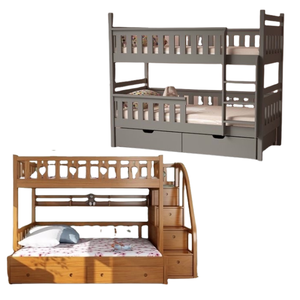 Lit superposé en bois de style moderne simple chambre à coucher meubles pour enfants avec de nombreux tiroirs et escaliers Costumiz couleur et produit - Product Image 4