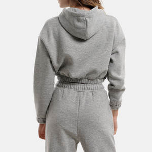 2024 <b>Women</b> New Winter Fall Lightweight 100% Cotton Crop Tops 2-Piece Set <b>Orange</b> Elastic Waist Jogging Sweatpants & <b>Hoodie</b> Set - Product Image 6